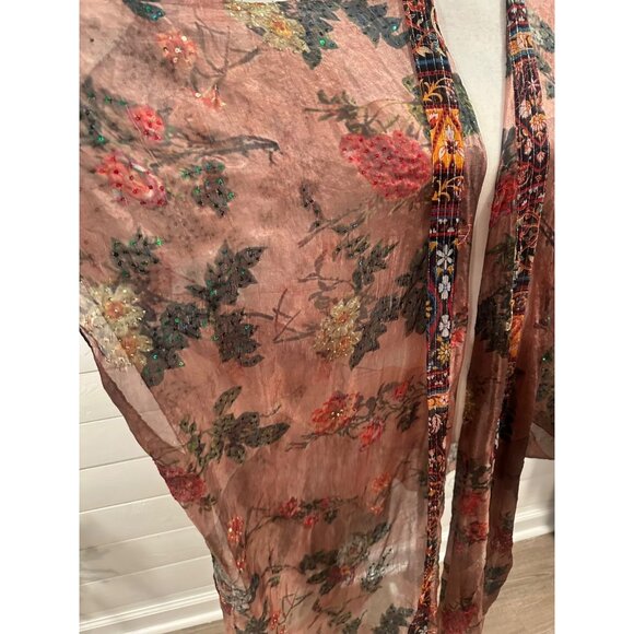 Aratta Silent Journey Semi Sheer Kimono Boho Hippie FLAW* - Picture 2 of 9